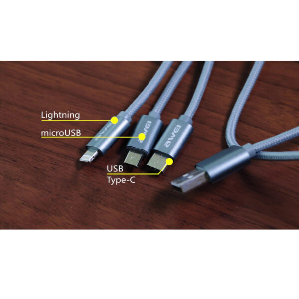 کابل تبدیل USB به لایتنینگ،microUSB،USB-C اوی مدل CL-970 به طول 1.2 متر